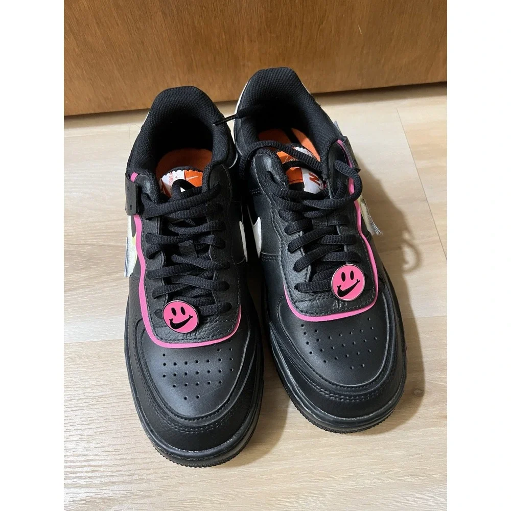 EUC Nike Air Force 1 Shadow‎ Women Size 6.5 Black Pink Patches Casual CU4743-001